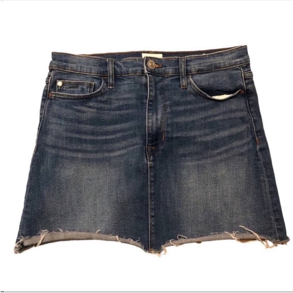 Hudson Jeans Vivid Mini Skirt Stretch Denim Raw Hem Festival Y2K Style Size 28/M